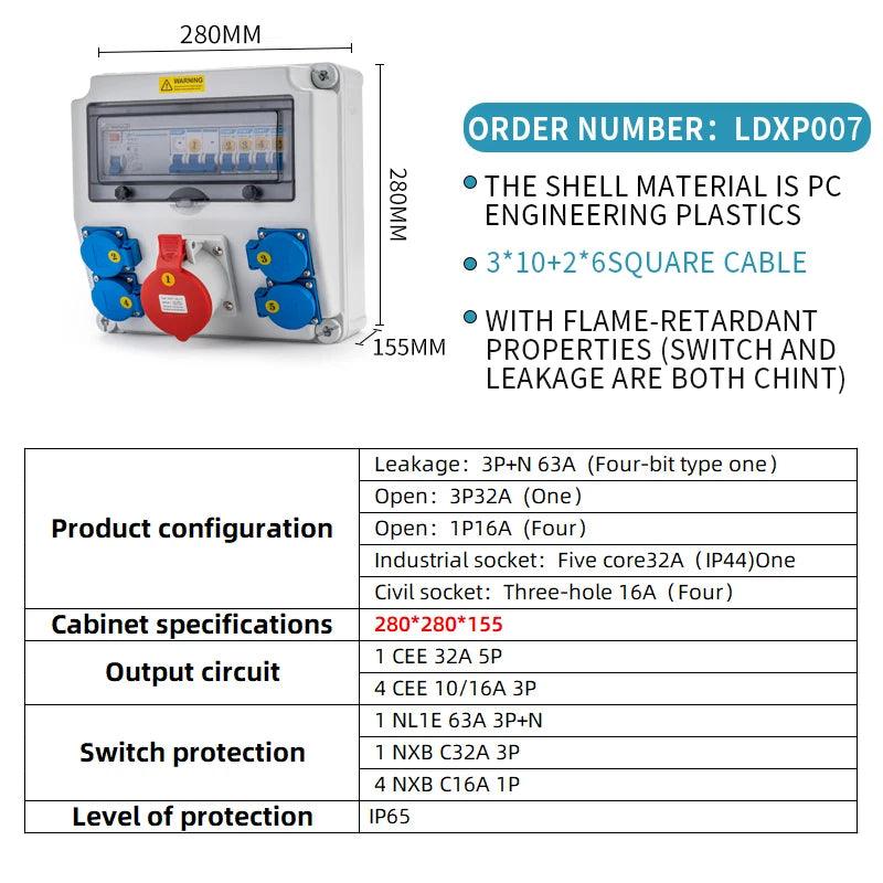 Socket Box Multipurpose Group Combine Outdoors Distribution Box 16 32a Defence Rain Bring Socket 220v Construction Site