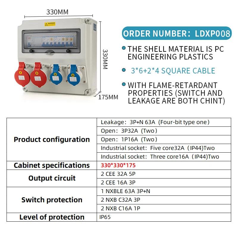 Socket Box Multipurpose Group Combine Outdoors Distribution Box 16 32a Defence Rain Bring Socket 220v Construction Site