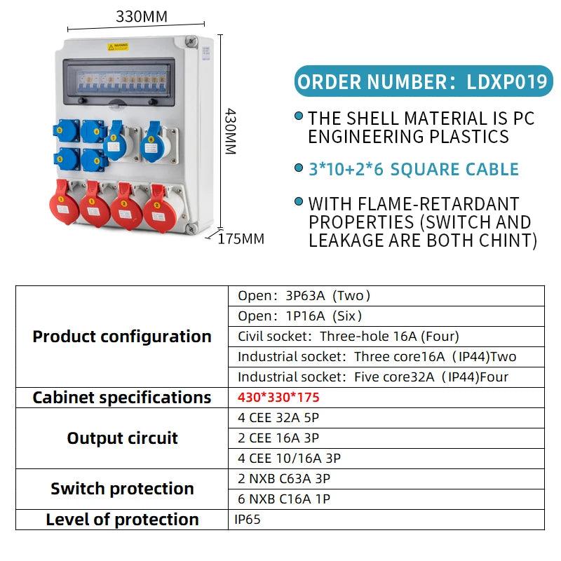 Socket Box Multipurpose Group Combine Outdoors Distribution Box 16 32a Defence Rain Bring Socket 220v Construction Site