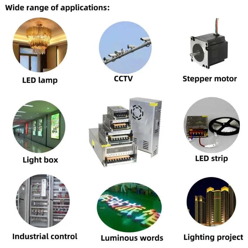 Switching Power Supply Transformer 12 24 V AC-DC Power Supply 110V 220V to 12V 24V 36V 48V 1A 20A 30A SMPS LED Strip Light CCTV