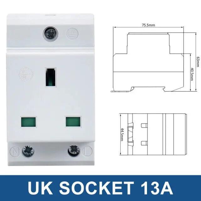 TAIXI- DIN Rail Socket 250V 16A Industrial Socket UK US FR EU AU IT optional - electrical center b2c