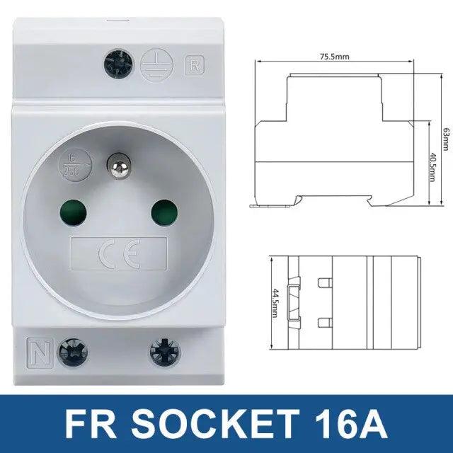 TAIXI- DIN Rail Socket 250V 16A Industrial Socket UK US FR EU AU IT optional - electrical center b2c