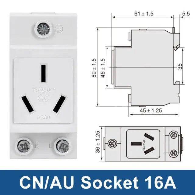 TAIXI- DIN Rail Socket 250V 16A Industrial Socket UK US FR EU AU IT optional - electrical center b2c