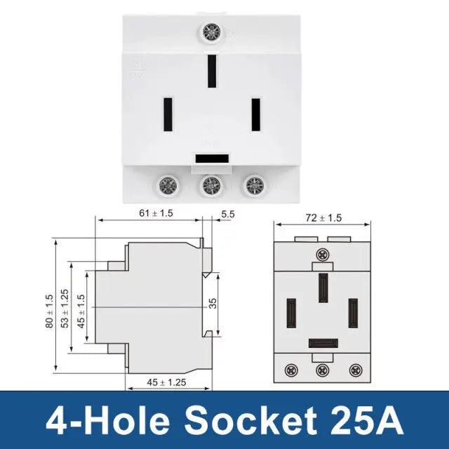 TAIXI- DIN Rail Socket 250V 16A Industrial Socket UK US FR EU AU IT optional - electrical center b2c