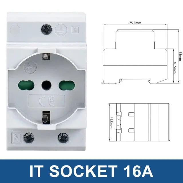 TAIXI- DIN Rail Socket 250V 16A Industrial Socket UK US FR EU AU IT optional - electrical center b2c