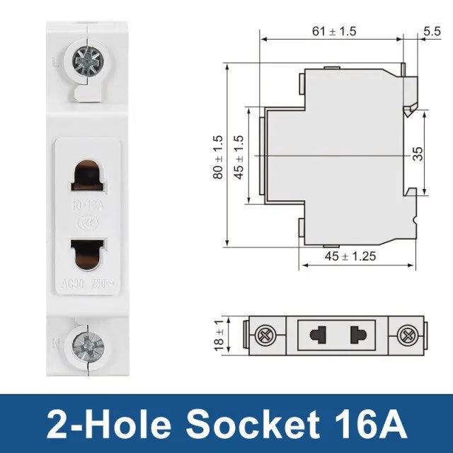 TAIXI- DIN Rail Socket 250V 16A Industrial Socket UK US FR EU AU IT optional - electrical center b2c