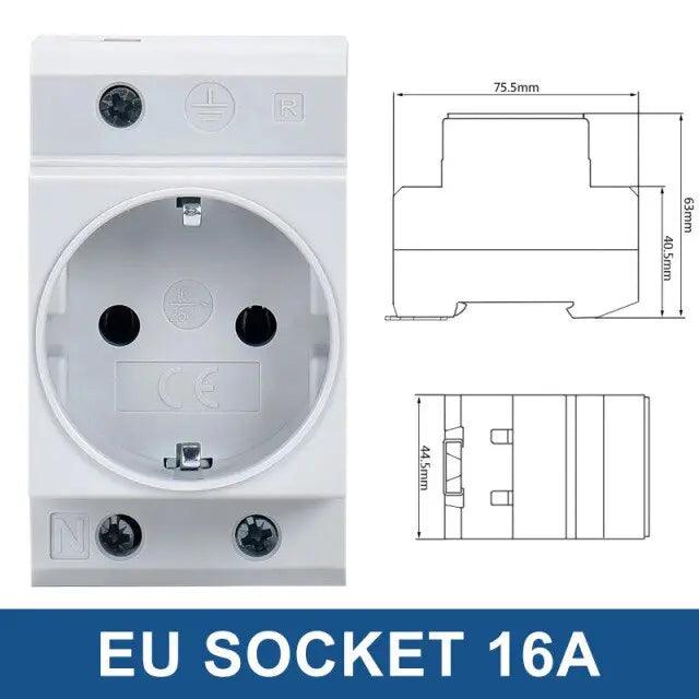 TAIXI- DIN Rail Socket 250V 16A Industrial Socket UK US FR EU AU IT optional - electrical center b2c