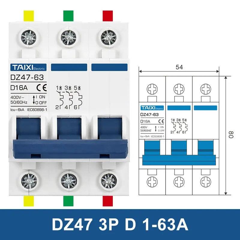 TAIXI- DZ47/ D Tripping Curve Motor Circuit Breaker 10A~125A AC400V - electrical center b2c