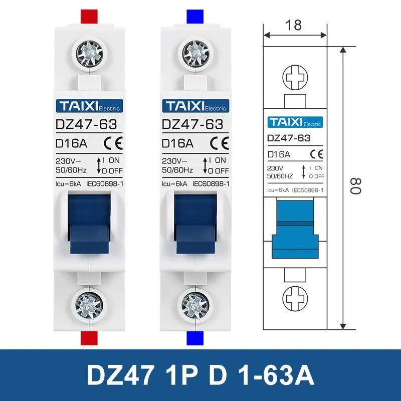 TAIXI- DZ47/ D Tripping Curve Motor Circuit Breaker 10A~125A AC400V - electrical center b2c