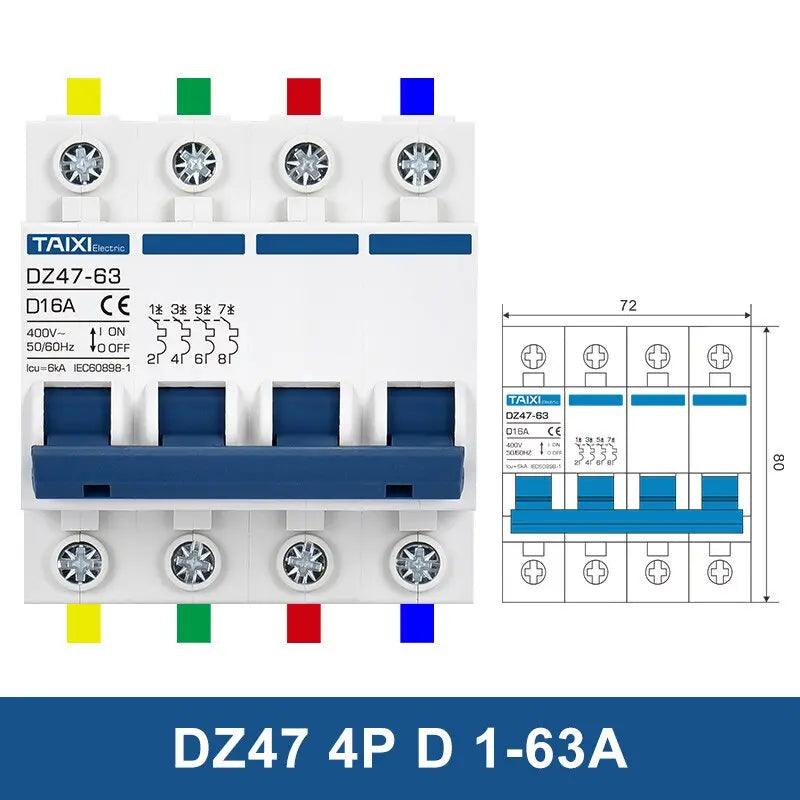 TAIXI- DZ47/ D Tripping Curve Motor Circuit Breaker 10A~125A AC400V - electrical center b2c