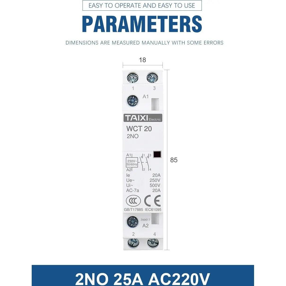 TAIXI- Household 25A to 63A DIN Rail Installation Modular AC Contactor - electrical center b2c