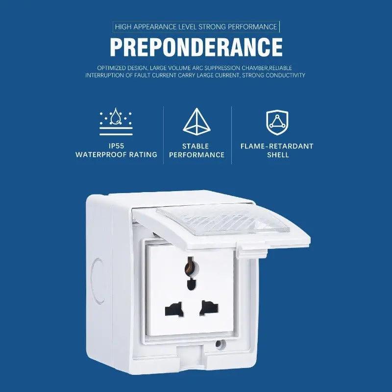TAIXI- IP55 Waterproof Socket Switch Box|  EU AU UK US FR Universal Type Socket optional - electrical center b2c,IP55 SOCKET EU