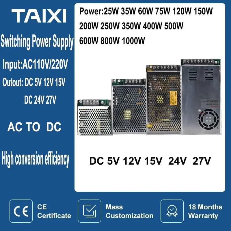 TAIXI- Monitor LED Strip Switching Power Supply Adapte 25W to 1000W  optional - electrical center b2c