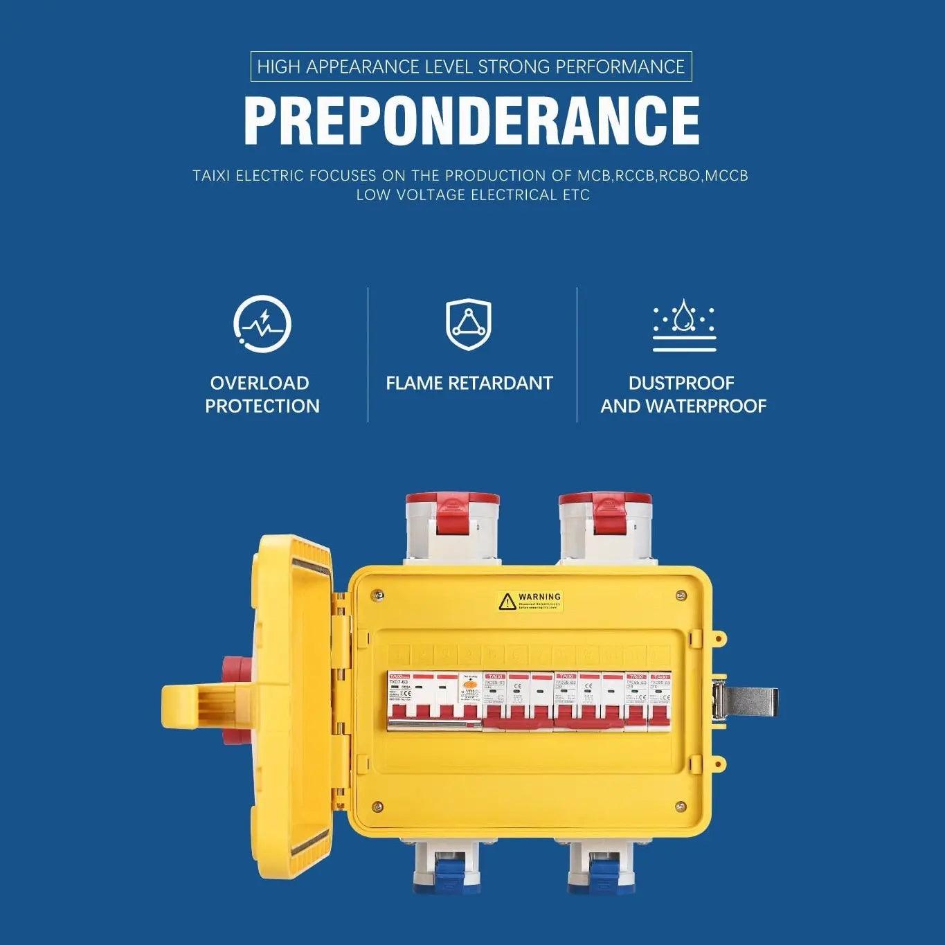 TAIXI- Outdoor Waterproof Industrial Portable Socket Box With MCB RCBO - electrical center b2c