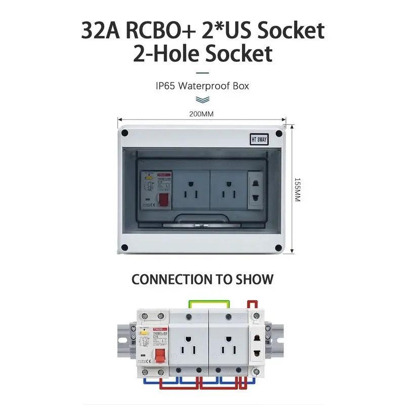 TAIXI- Outdoor Waterproof Socket Electrical Distribution Box|  EU AU UK IT FR Universal Socket optional - electrical center b2c