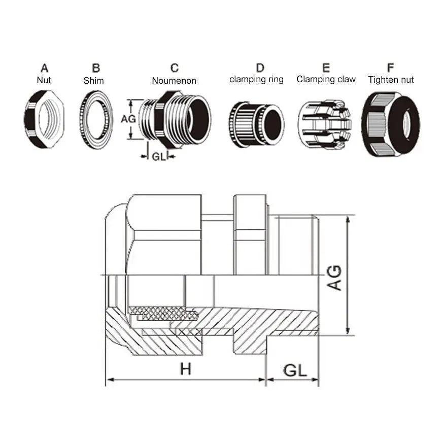 TAIXI- PG Series Nylon Plastic Wire and Cable Gland IP68 - electrical center b2c