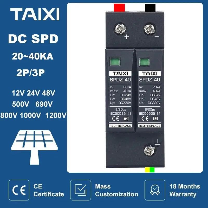 TAIXI- Photovoltaic DC SPD 2P/3P DC12V 24V 48V 500V 690V  800V 1000V - electrical center b2c