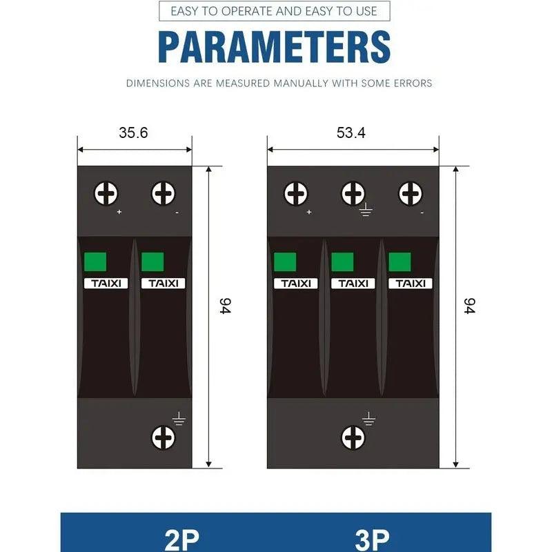 TAIXI- Photovoltaic DC SPD 2P/3P DC12V 24V 48V 500V 690V  800V 1000V - electrical center b2c