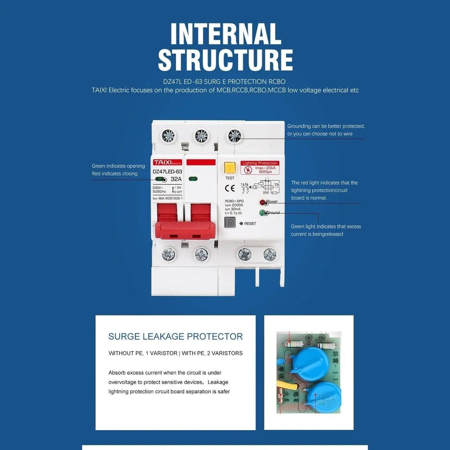 TAIXI-  RCCB With Lightning Protection Leakage Surge Protector/RCBO+SPD - electrical center b2c