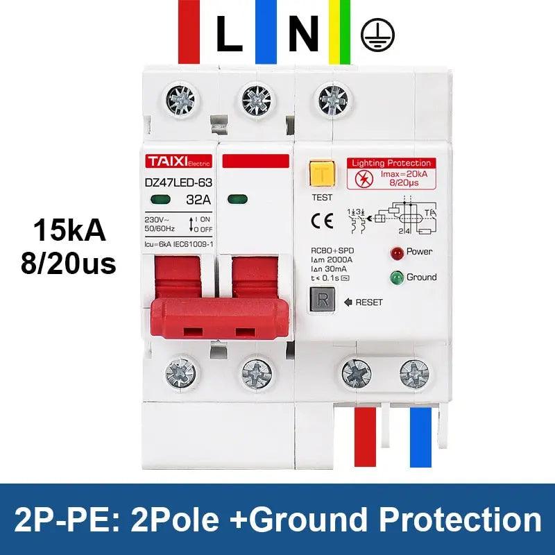 TAIXI-  RCCB With Lightning Protection Leakage Surge Protector/RCBO+SPD - electrical center b2c