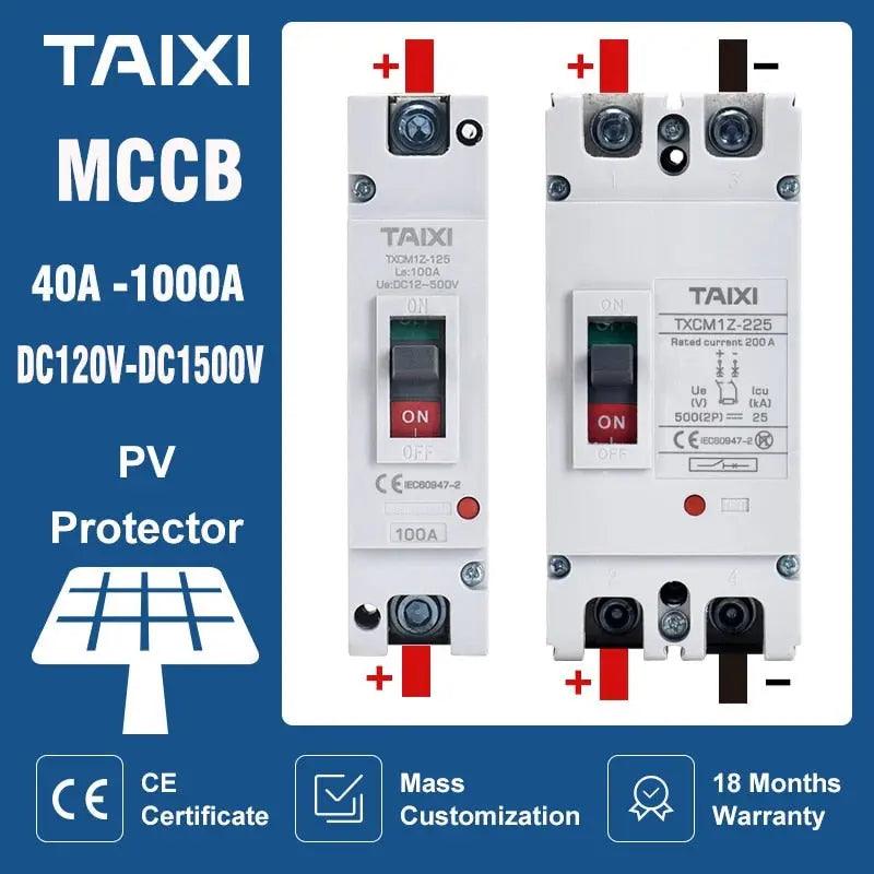 TAIXI- Solar MCCB 500V 1000V 1500V DC Photovoltaic Circuit Breaker - electrical center b2c