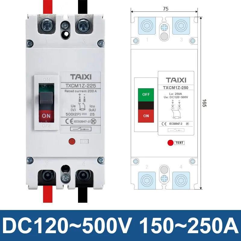 TAIXI- Solar MCCB 500V 1000V 1500V DC Photovoltaic Circuit Breaker - electrical center b2c