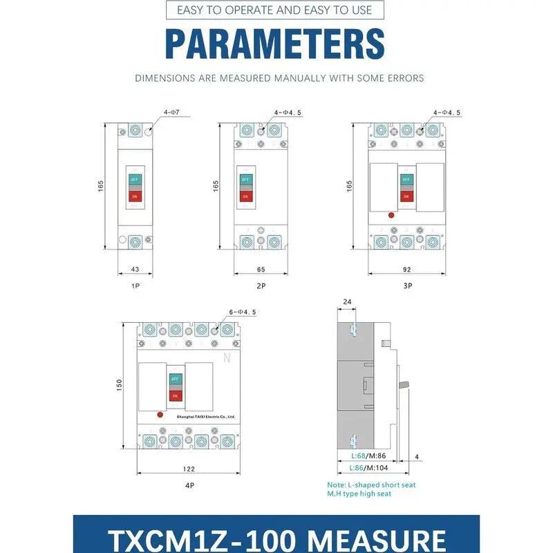 TAIXI- Solar MCCB 500V 1000V 1500V DC Photovoltaic Circuit Breaker - electrical center b2c