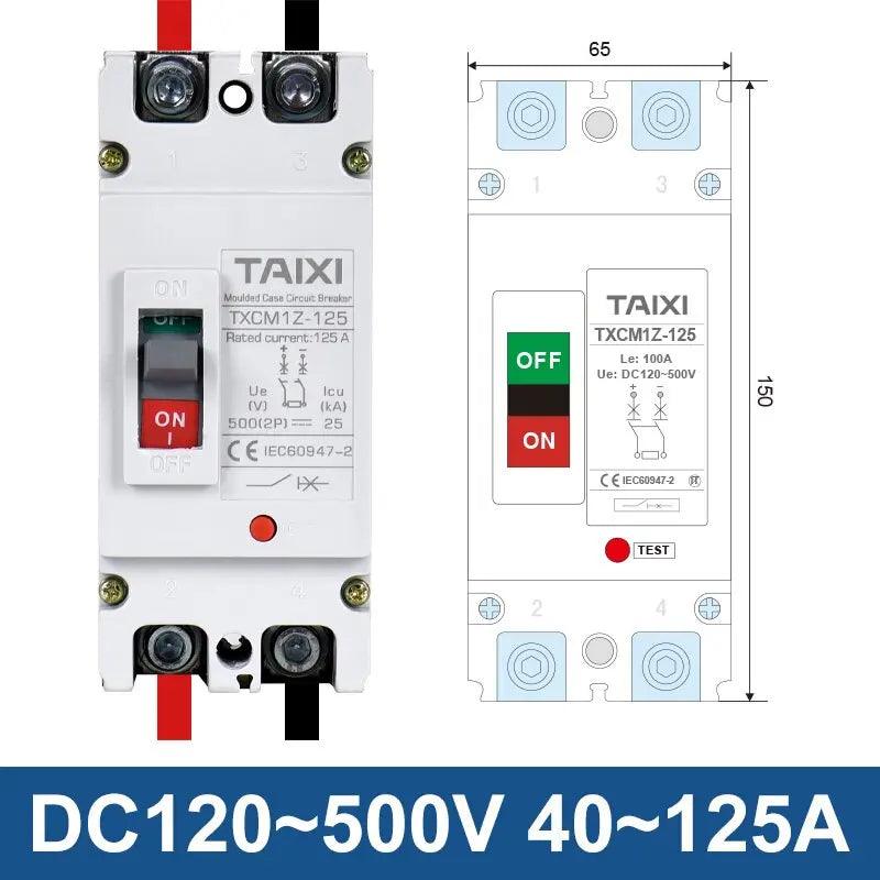 TAIXI- Solar MCCB 500V 1000V 1500V DC Photovoltaic Circuit Breaker - electrical center b2c