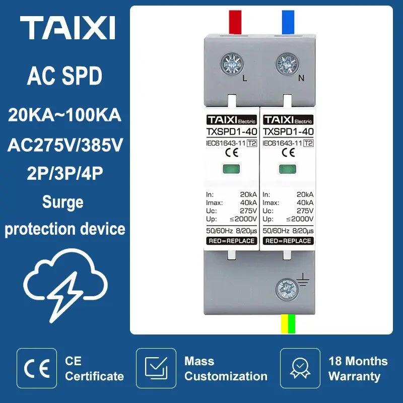 TAIXI- Surge Protective Device AC 220V 380V SPD  20KA up to 100KA - electrical center b2c