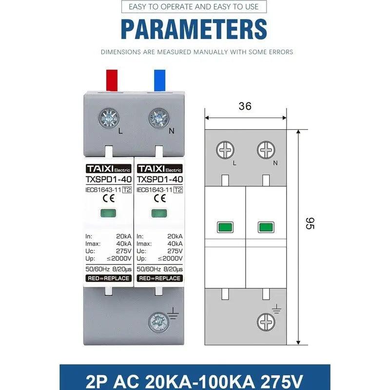 TAIXI- Surge Protective Device AC 220V 380V SPD  20KA up to 100KA - electrical center b2c