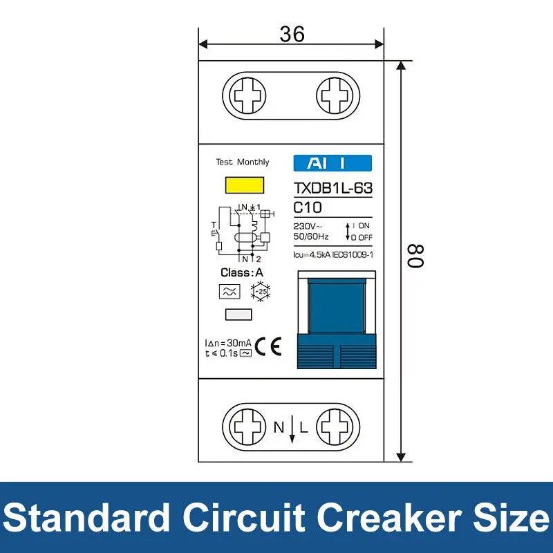 TAIXI-  Type A / AC RCBO DPNL Breaker 1P+N | 16A 20A 32A 40A 50A 63A - electrical center b2c