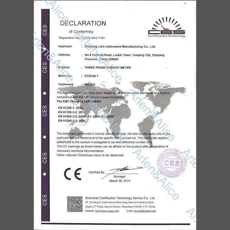 TOMZN- 10(100)A 3*230V/400V 50HZ  Three Phase Din rail KWH Meter - electrical center b2c