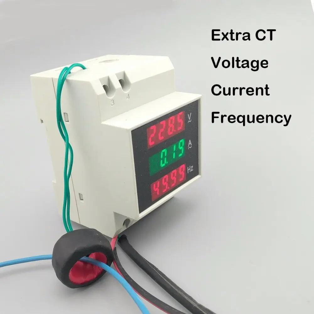 TOMZN- 3IN1 Din rail LED Voltage Current Frequency Meter/ with extra CT - electrical center b2c