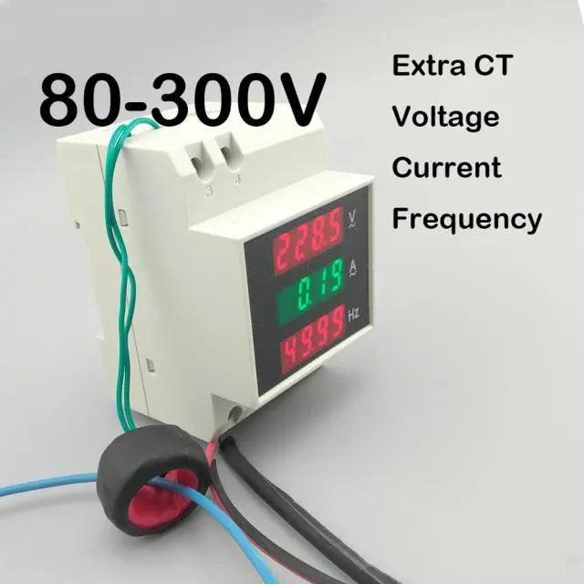 TOMZN- 3IN1 Din rail LED Voltage Current Frequency Meter/ with extra CT - electrical center b2c