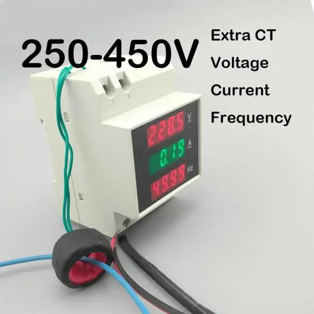 TOMZN- 3IN1 Din rail LED Voltage Current Frequency Meter/ with extra CT - electrical center b2c