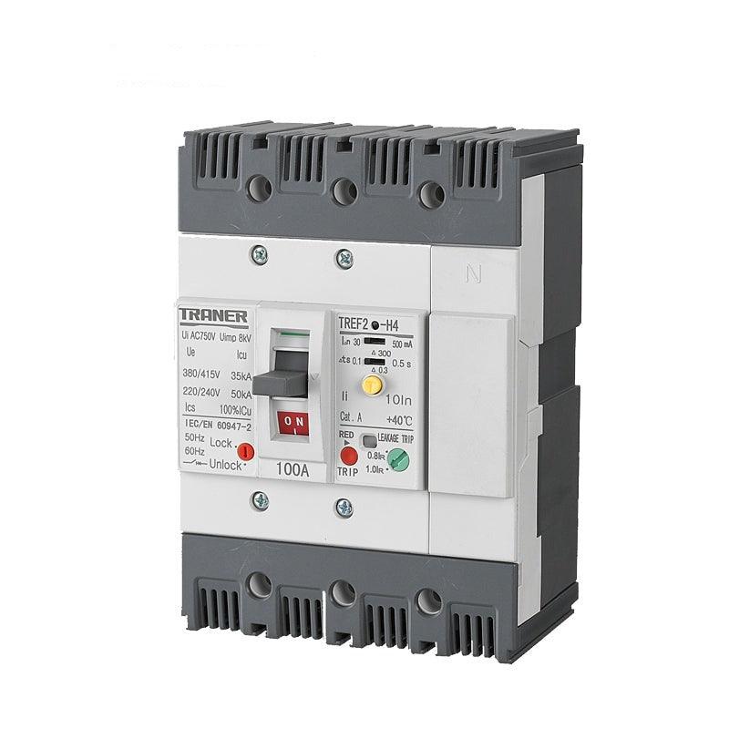 TREF2-125-4P 3 Phase Rcbo Mccb with Rcd 100A 4 Pole 30mA~500mA Adjustable