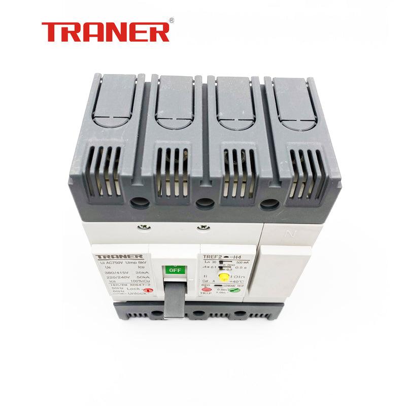 TREF2-125-4P 3 Phase Rcbo Mccb with Rcd 100A 4 Pole 30mA~500mA Adjustable