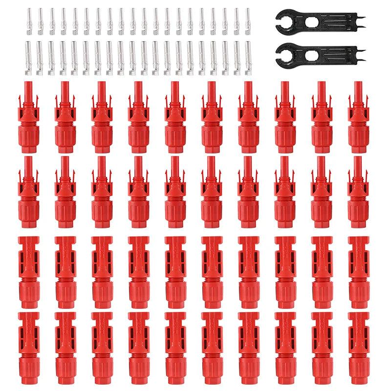 TÜV IP68 DC Solar Red Connector 200/100/40/20/10 Pcs 1000V30A PV Panel Stecker Connectors Kit for Cable 2.5/4/6mm2 Wholesale