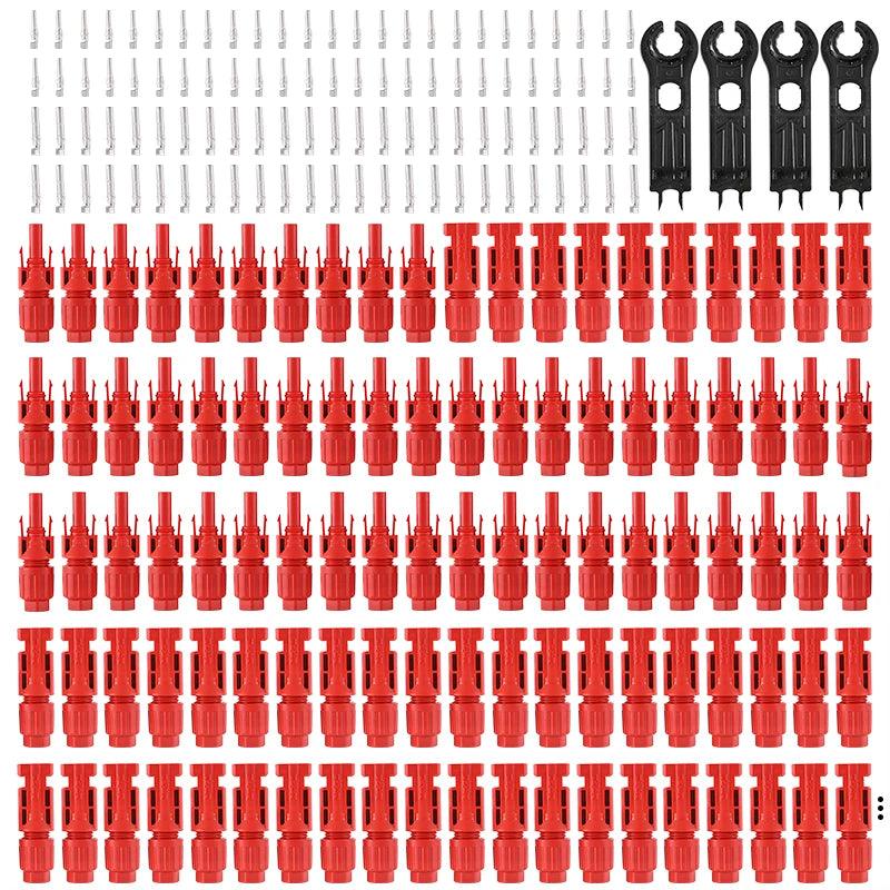TÜV IP68 DC Solar Red Connector 200/100/40/20/10 Pcs 1000V30A PV Panel Stecker Connectors Kit for Cable 2.5/4/6mm2 Wholesale