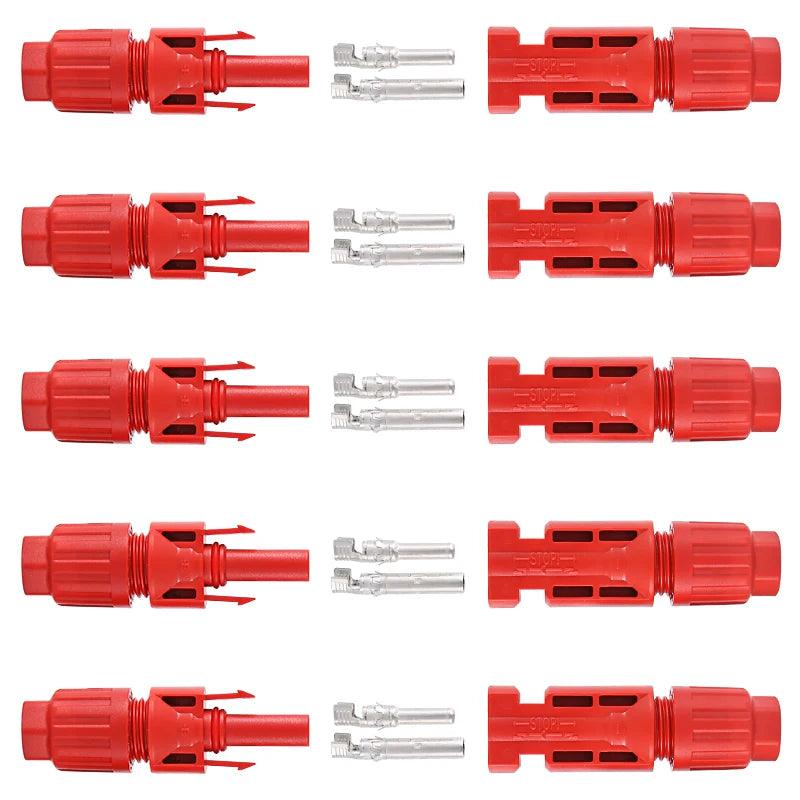TÜV IP68 DC Solar Red Connector 200/100/40/20/10 Pcs 1000V30A PV Panel Stecker Connectors Kit for Cable 2.5/4/6mm2 Wholesale