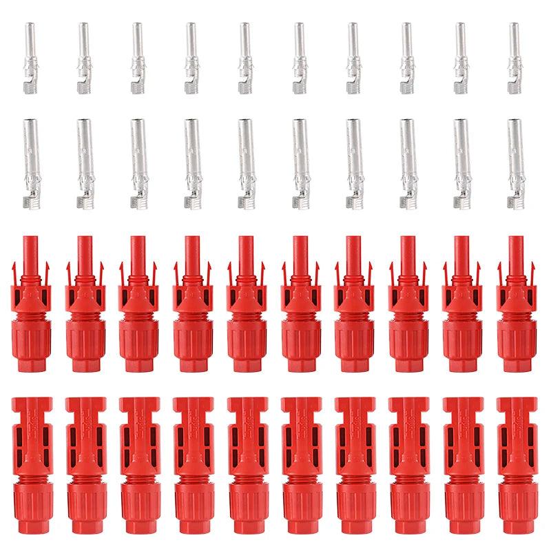 TÜV IP68 DC Solar Red Connector 200/100/40/20/10 Pcs 1000V30A PV Panel Stecker Connectors Kit for Cable 2.5/4/6mm2 Wholesale