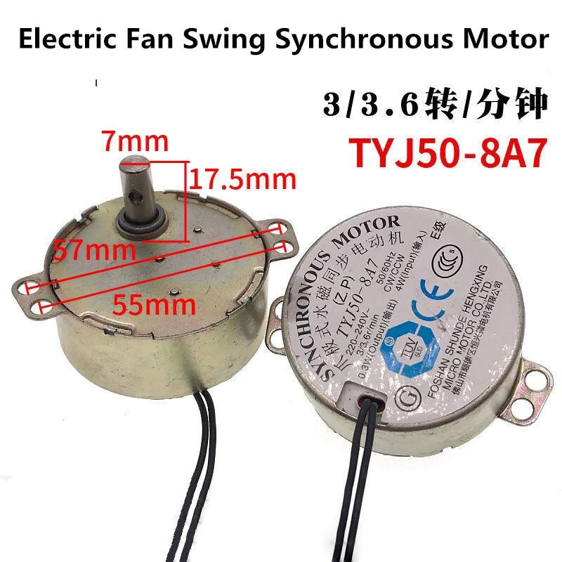 TYJ50-8A7 Claw Pole Permanent Magnet Synchronous Motor AC 220-240V 50/60Hz 3/36r/min CW/CCW Electric Fan Swing Synchronous Motor