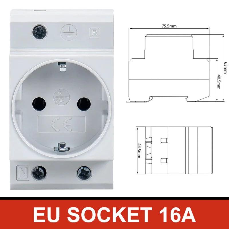 UK US EU FR IT Standard Modular Din Rail Socket 16A 25A 250V Industrial Distribution Box AC30 Power Sockets Adapter Connector - electrical center b2c