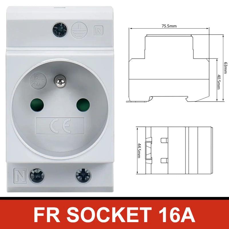 UK US EU FR IT Standard Modular Din Rail Socket 16A 25A 250V Industrial Distribution Box AC30 Power Sockets Adapter Connector - electrical center b2c