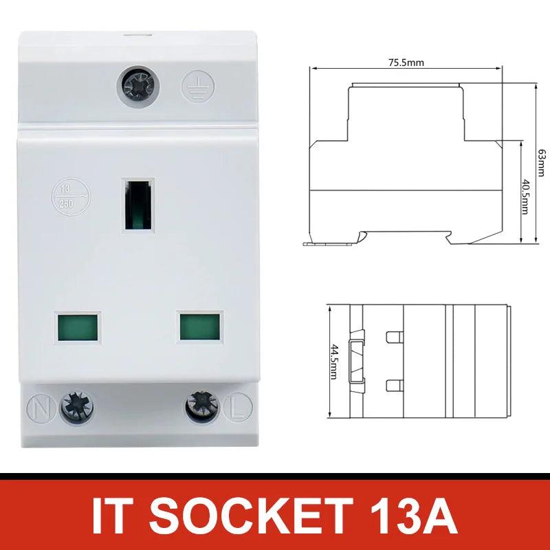 UK US EU FR IT Standard Modular Din Rail Socket 16A 25A 250V Industrial Distribution Box AC30 Power Sockets Adapter Connector - electrical center b2c