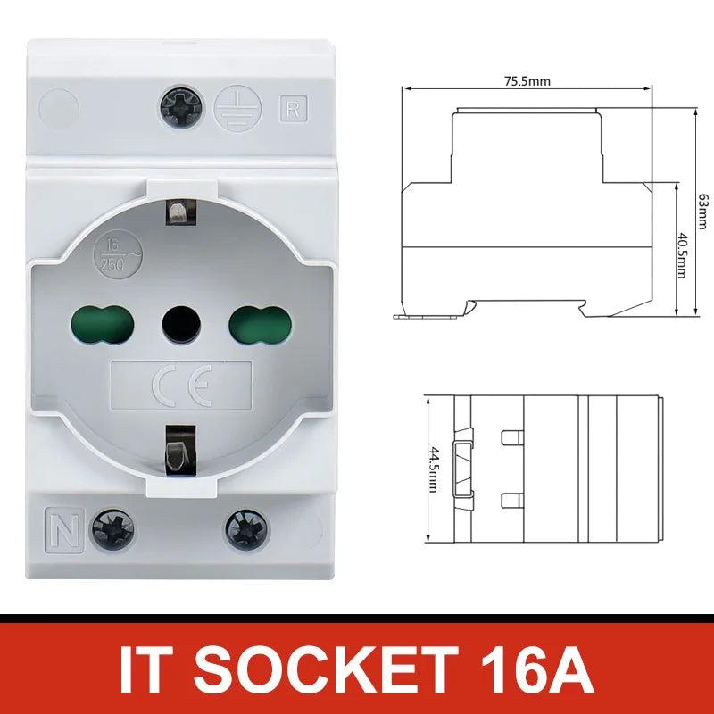 UK US EU FR IT Standard Modular Din Rail Socket 16A 25A 250V Industrial Distribution Box AC30 Power Sockets Adapter Connector - electrical center b2c