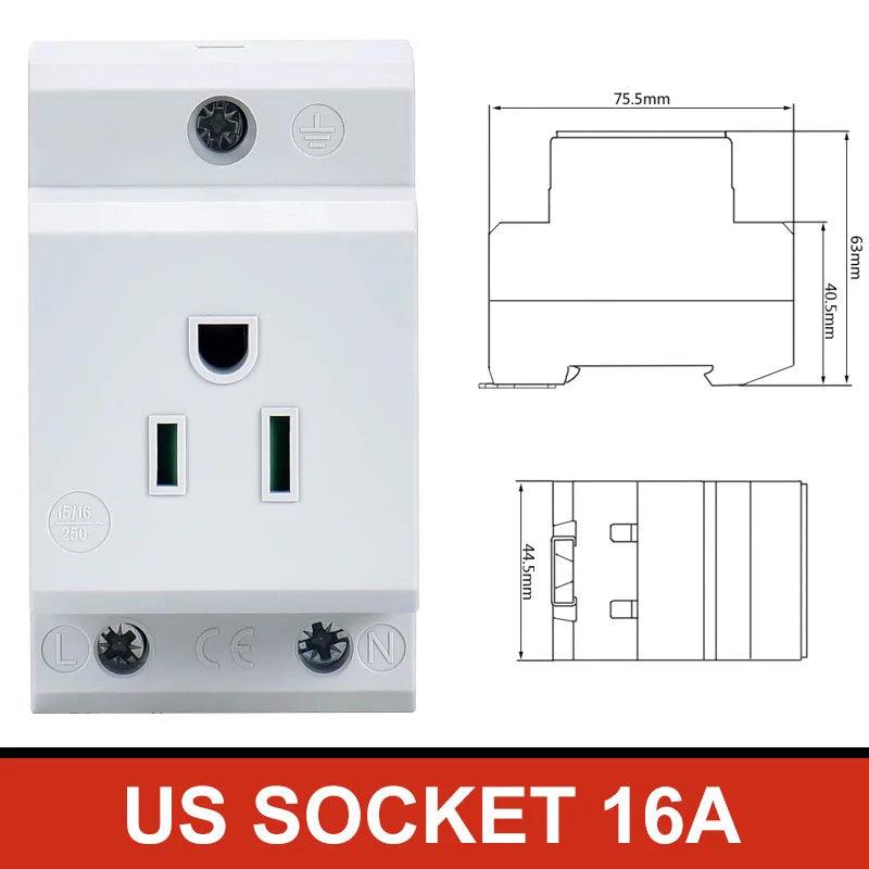 UK US EU FR IT Standard Modular Din Rail Socket 16A 25A 250V Industrial Distribution Box AC30 Power Sockets Adapter Connector - electrical center b2c