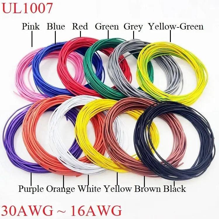 UL1007- 5M/10M Electronic Wire Copper Cable| 30-18AWG, Multicolor Optional - electrical center b2c