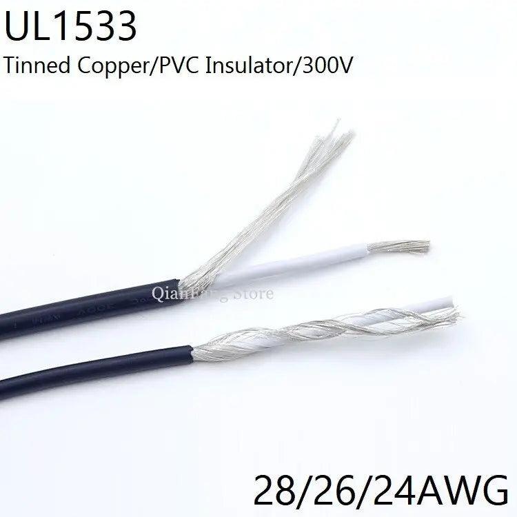 UL1533- 2/5/10M Shielded Wire Signal Cable| 28, 26, 24AWG/Black,Gray Optional - electrical center b2c