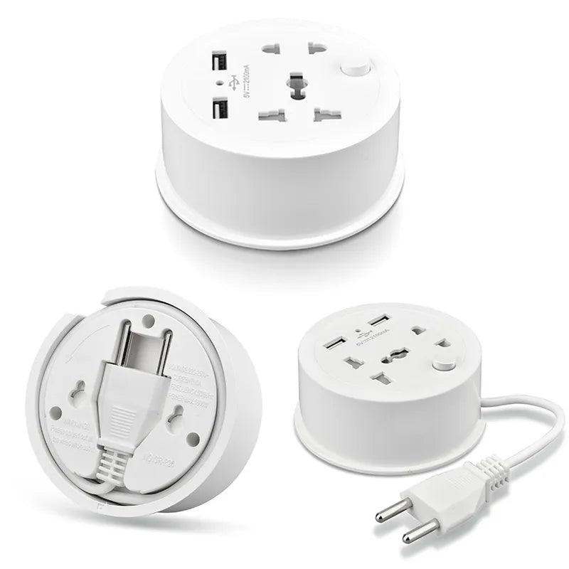 Universal Socket 2 USB Charging Port Power Strip Electric Socket 1.4 Meter tension Cord Easy to carry sockets